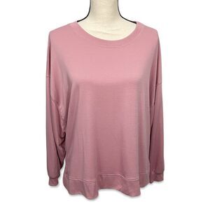 Found Los Angeles Pink Sweatshirt NEW Womens Sz S Raglan Sleeves Hi-Lo Split Hem